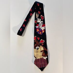 Vintage Looney Tunes Mania Silk Neck Tie 1995